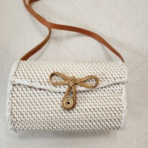 Rattan Bag HandWoven Ratton Tan and White Bag